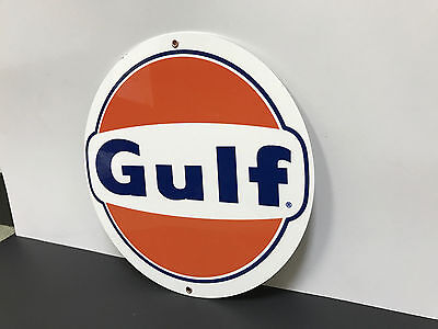 Gulf gasoline racing vintage sign round Gulf - фотография #2