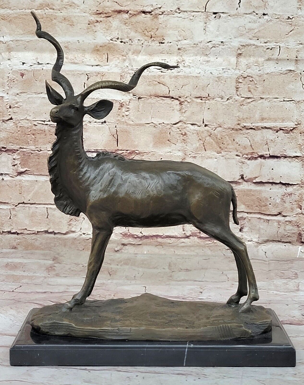 Bronze Sculpture Gazelle Hand Made Masterpiece Detailed Marble Base Figure Sale Без бренда