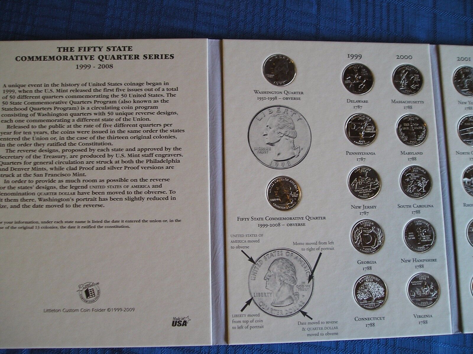 50 State Quarters Album with Territories Coin Collecting! Binder, Folder, Book! Littleton Coin Company LTCY0004 - фотография #6