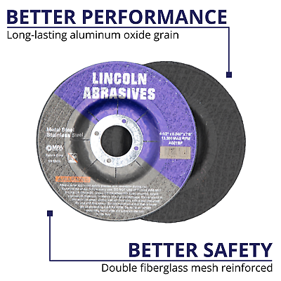 50 Pc Depressed Center 4-1/2" x .040" x 7/8" Cut-Off-Wheels Metal Cutting Discs Lincoln Abrasives 1027407375 - фотография #4