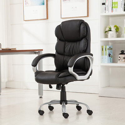 High Back PU Leather Executive Office Desk Task Computer boss luxury Chair Black Onebigoutlet Does Not Apply