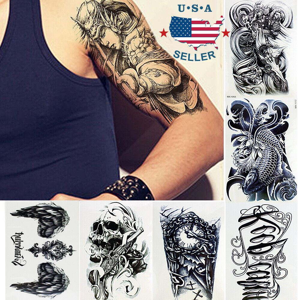 10 Sheets Temporary Tattoos Body Arm Tattoo Sticker Long Sleeve Fake Waterproof Unbranded Does Not Apply