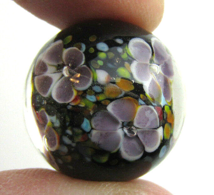 22mm MAGNOLIA Black/Purple Flower Handmade art glass Marble 7/8" SHOOTER HOM Does Not Apply - фотография #6