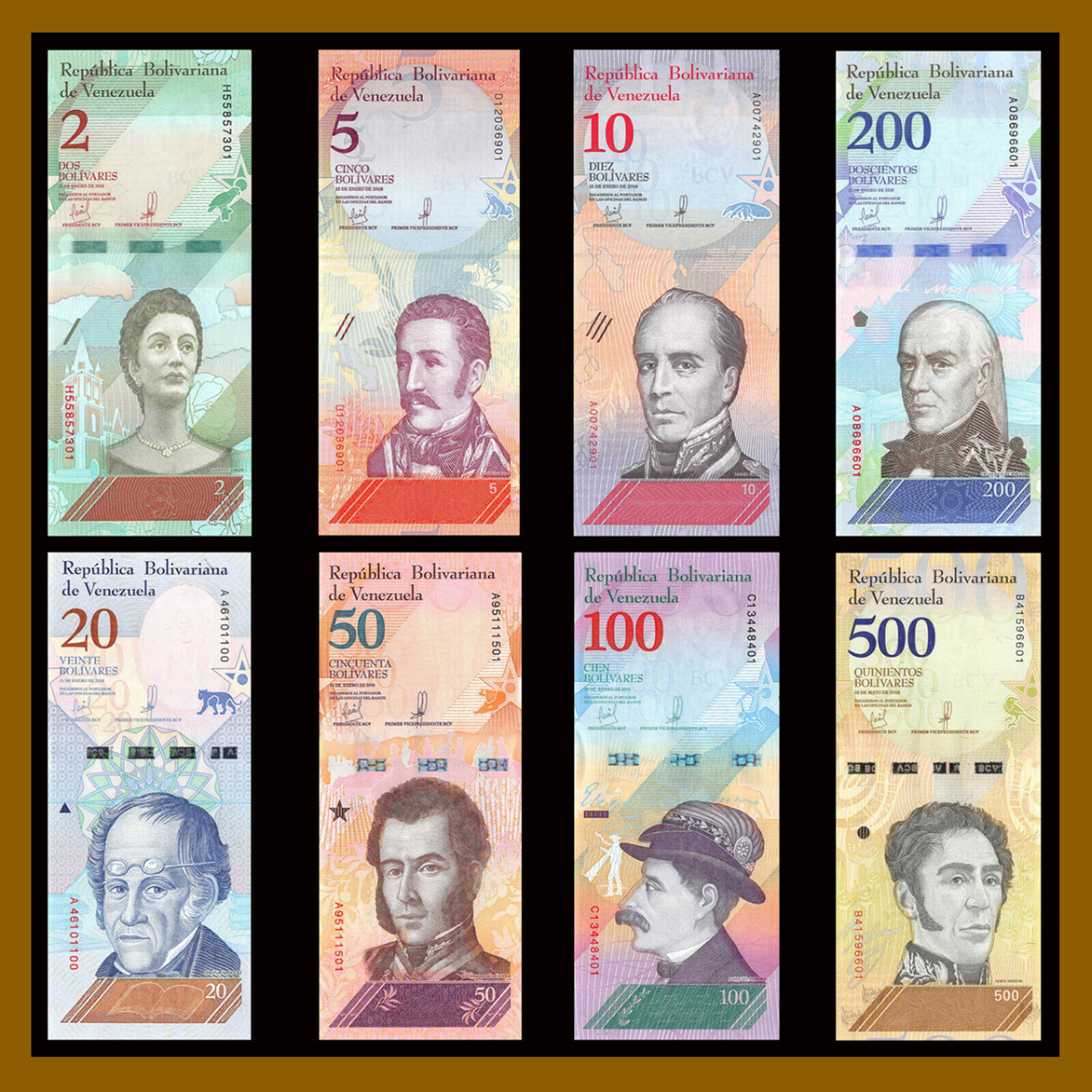 Venezuela 2 -100,000 Bolivares & 2-500 Soberano (21 Pcs Full Set) 2007-2018 Unc Без бренда - фотография #6