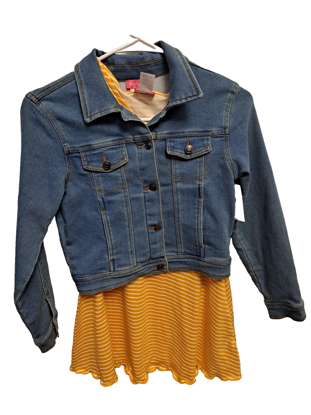 Girls Dress & Denim Jacket Two Piece set Soft Size 7/8 NEW ZUNIE GIRL zunie girl - фотография #2