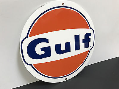Gulf gasoline racing vintage sign round Gulf - фотография #3
