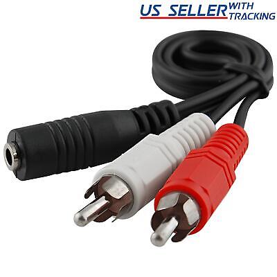 2-RCA Male Plug to 3.5mm Female Aux Audio Headphone Jack Converter Adapter Cable Unbranded/Generic 2RCA-35MM-B