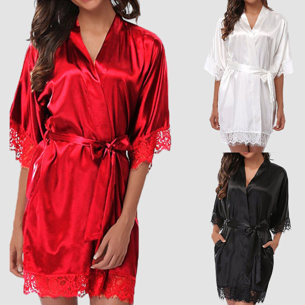 Sexy LingeriesLadies Satin Silk Sleepwear Lace Bathrobes Nightie Nightdress US Unbranded Does Not Apply