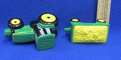 Pair John Deere Salt & Pepper Shakers Tractor & Corn Wagon Green Yellow 1998 JOHN DEERE - фотография #5