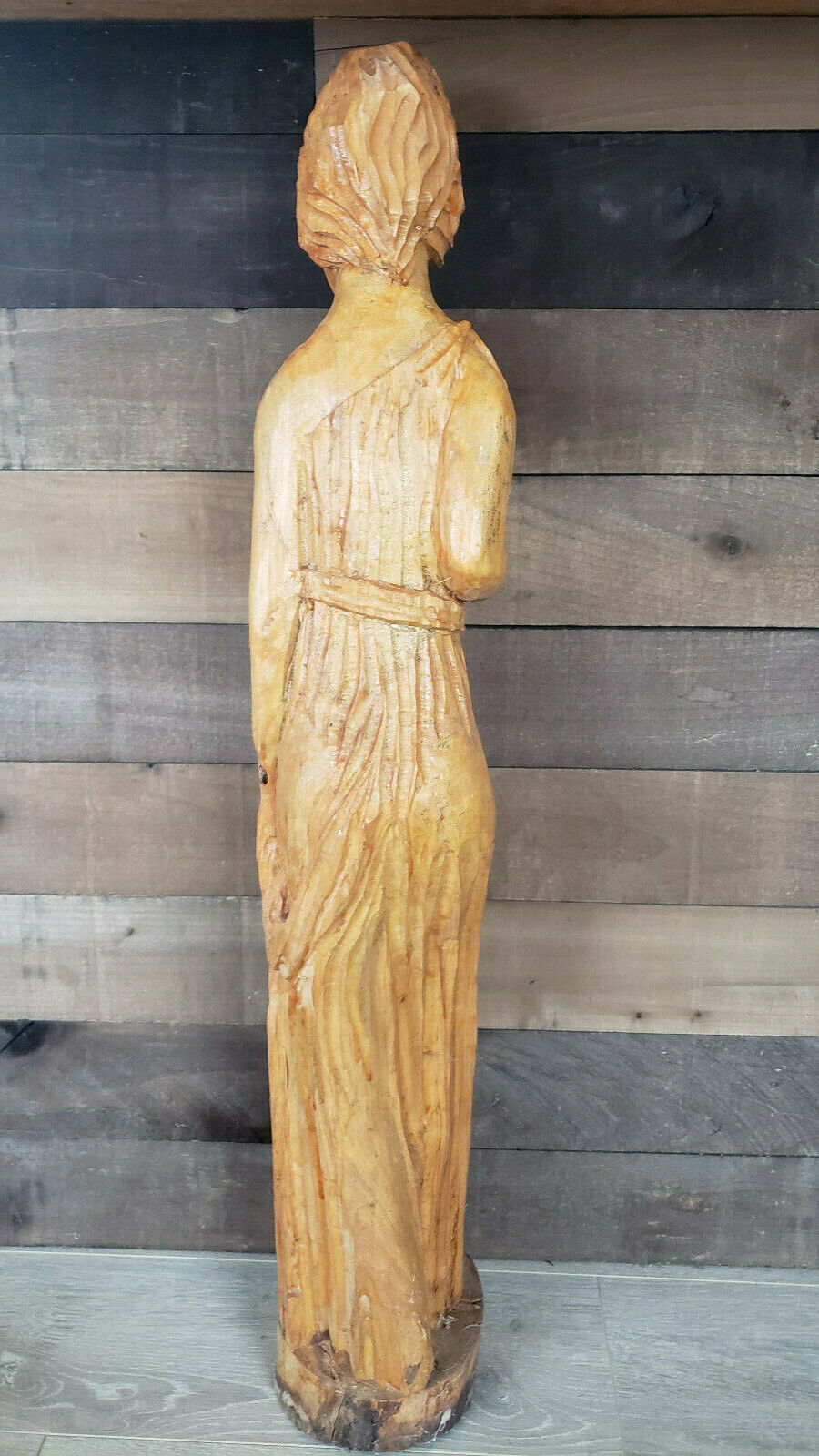 Rare Vintage Handcarved Wooden Statue of a Woman Holding Her Breast. 34" Без бренда - фотография #5