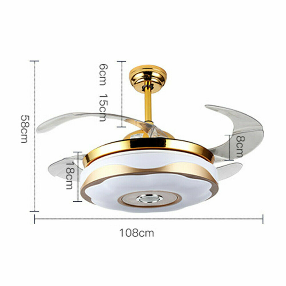 Invisible Ceiling Fan Light 42'' Bluetooth & Night Light Remote Control Mute 70W Unbranded Does Not Apply - фотография #6