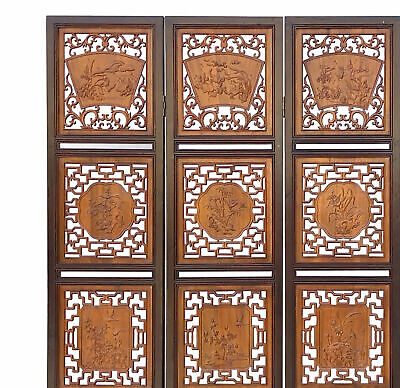 Chinese Carving 2 Brown Tone Wood Panel Floor Screen Display Shelf cs4256 Handmade Does Not Apply - фотография #7