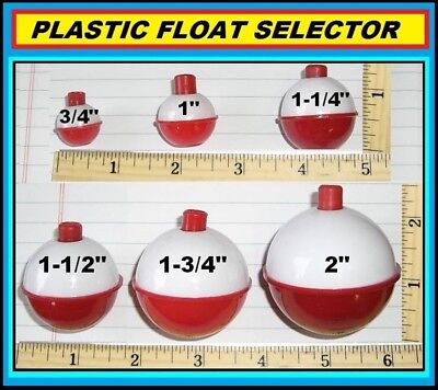 50 FISHING BOBBERS Round Floats 3/4" RED & WHITE SNAP ON FREE USA SHIP 07120-001 Eagle Claw - фотография #2