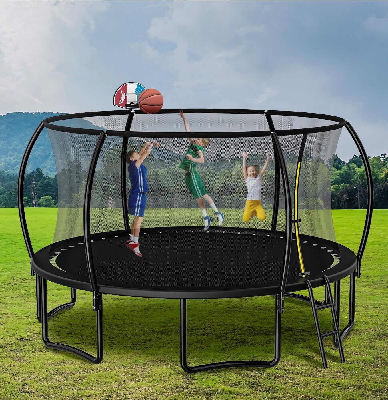 Trampoline Set with Swing, Slide, Basketball Hoop,Sports Fitness Trampolines E unbrand Does not apply