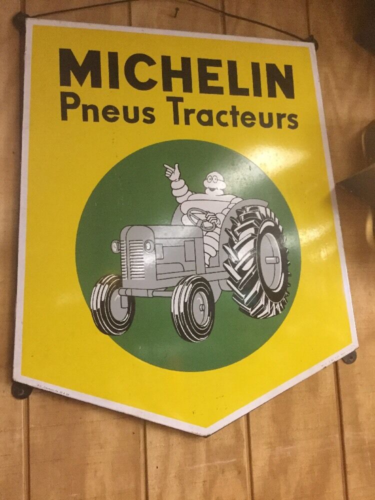 Original Vintage Michelin Tractor  Tire Porcelain Sign Michelin