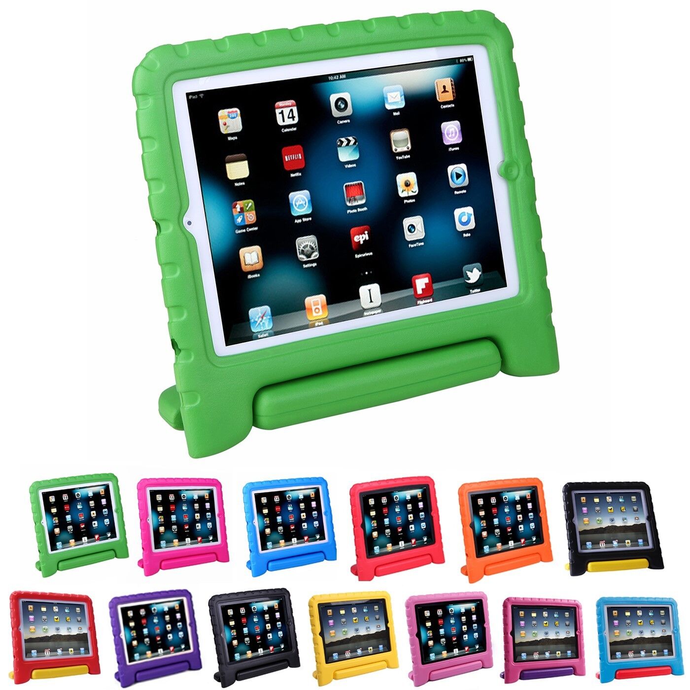 Shock Proof iPad Case for Kids Bumper Cover Handle Stand for Apple iPad 2/3/4 HDE HDE-C100