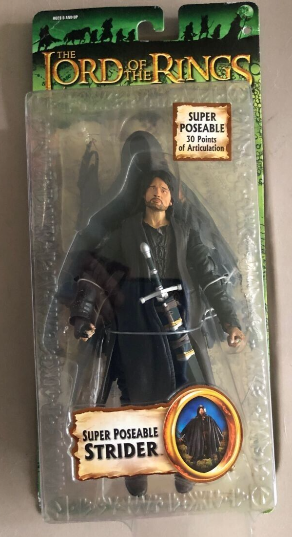 The Lord Of The Rings Strider Aragorn Super Poseable Fellowship of the Rings NEW ToyBiz