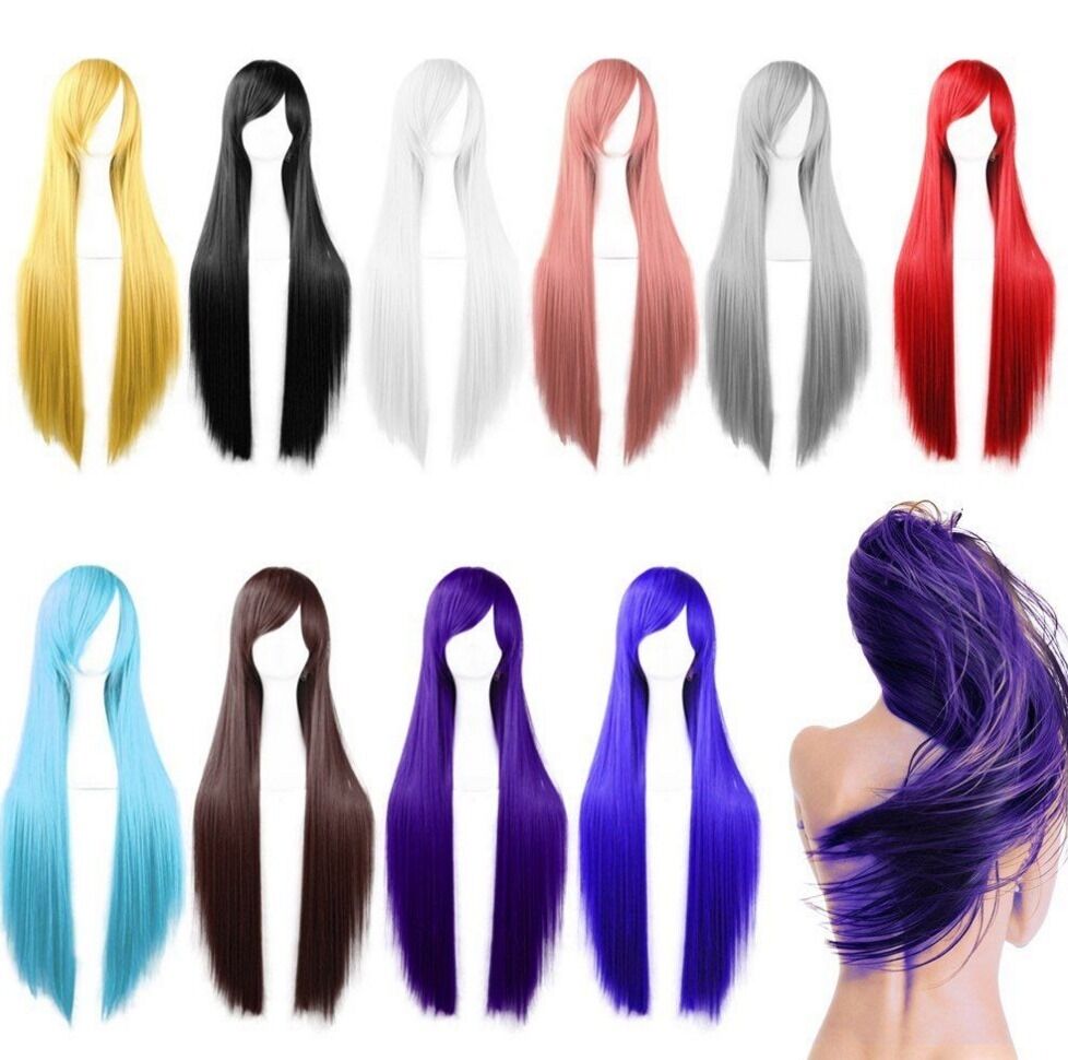 80cm Long Straight Fashion Cosplay Costume Party Hair Anime Wigs Full Hair Wigs Unbranded Does not apply