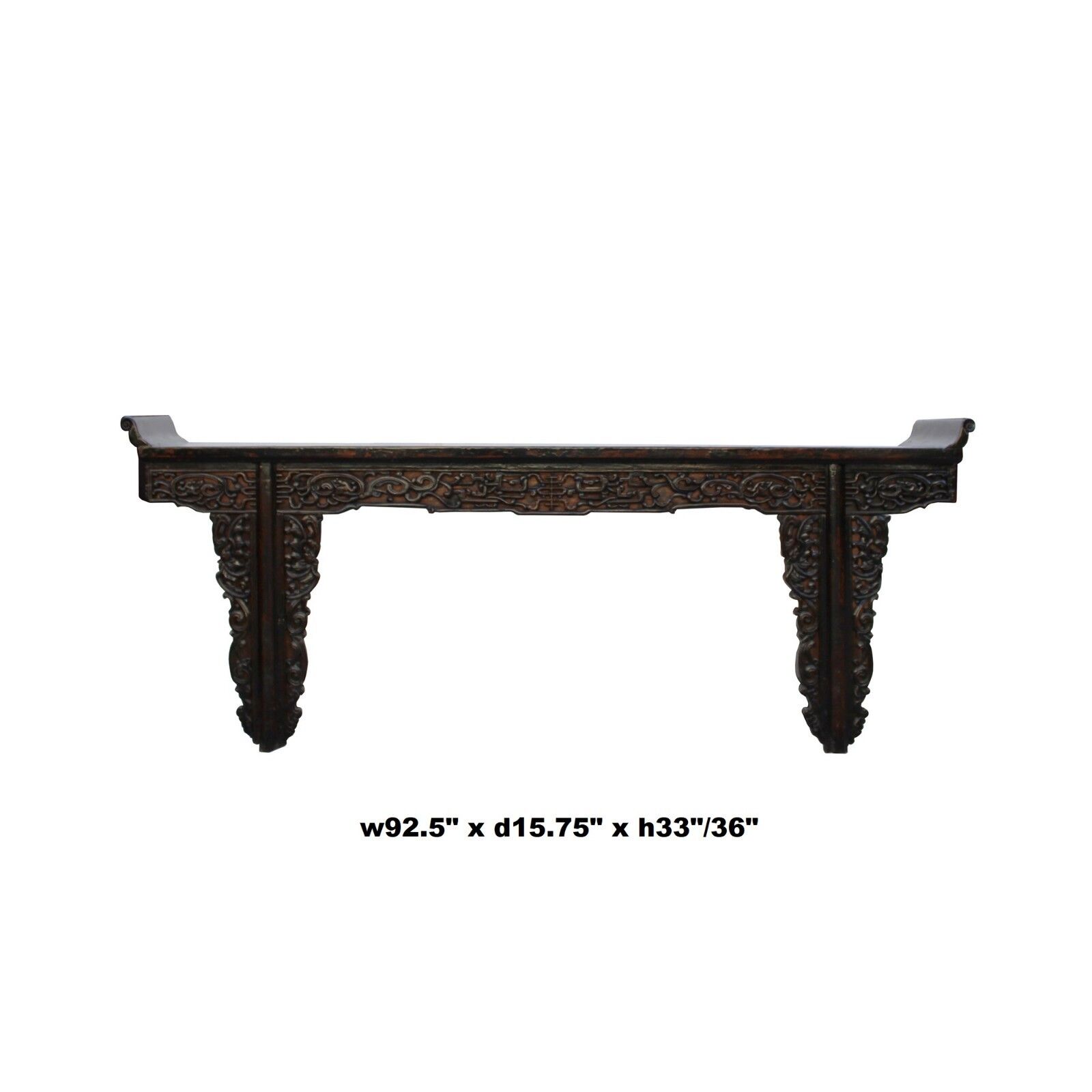 Chinese Vintage Dark Brown Dragon Carving Long Altar Console Table cs4567 Handmade Does Not Apply - фотография #8