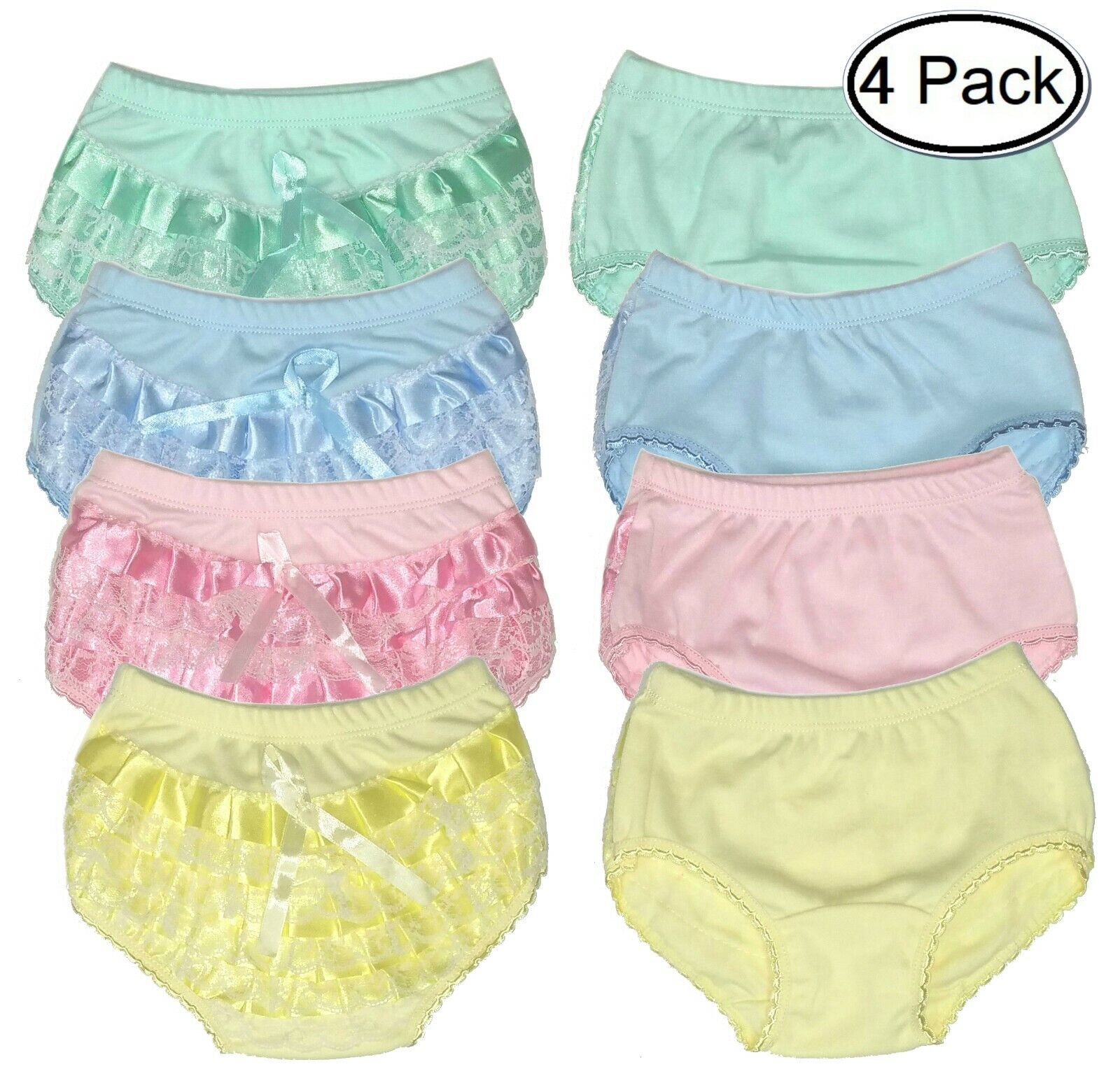 Diaper Cover Baby Bloomers  Cloth Lace Ruffle Toddler Girls Panties 4-Pack Rumba Strawberry Does Not Apply