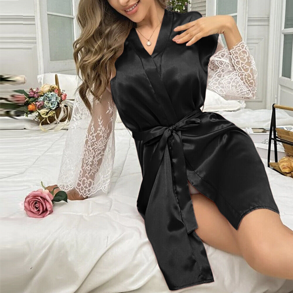 Sexy Womens Belt Lace Up Satin Silk Bathrobes Ladies Sleepwear Lingeries Pajamas Unbranded Does Not Apply - фотография #9
