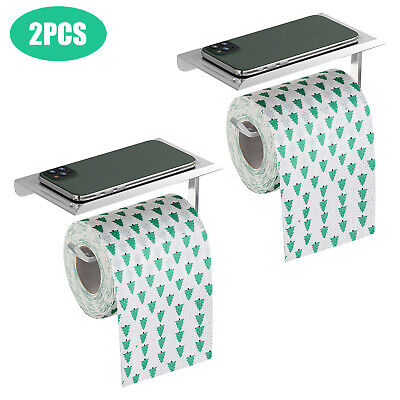 2pcs Toilet Paper Holder w/ Shelf Wall Mount Tissue Roll Rack for Bathroom Stand EEEKit Does Not Apply