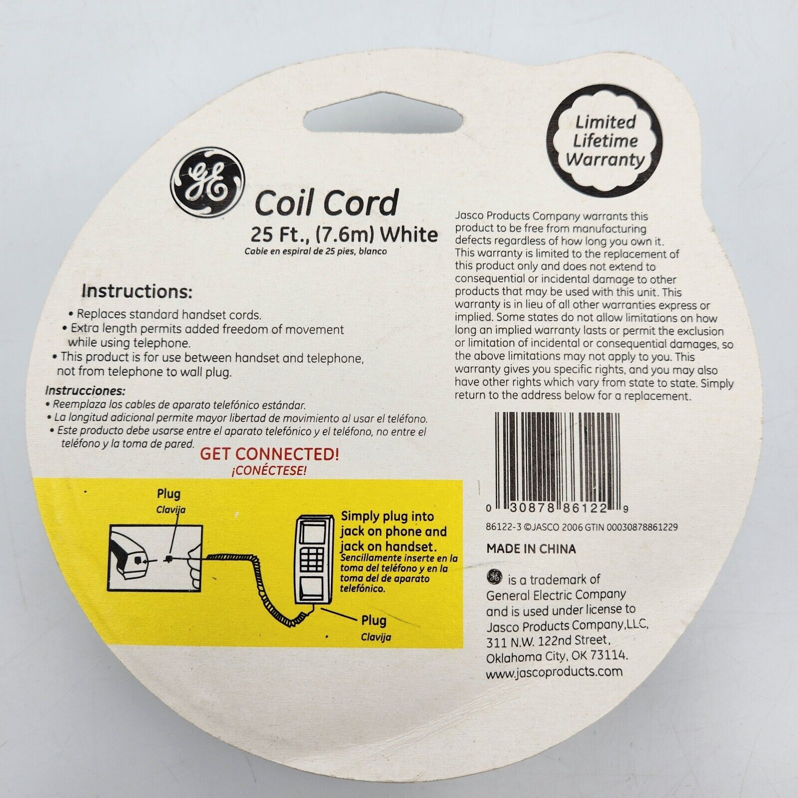 General Electric GE Phone Coil Cord White 25 Feet 86122 For Landline Telephones GE - фотография #5
