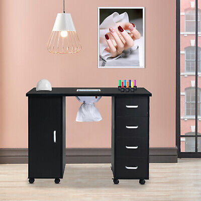 Black Nail Table with Fan and 4 Drawers for Manicures - Single Door Unbranded - фотография #2