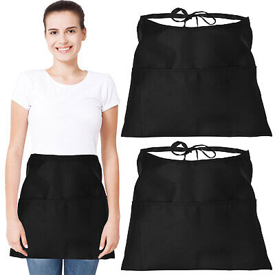 2Pcs Waiter Aprons with 3 Pockets Waitress Waist Aprons with Long Straps☀ .0 Unbranded does not apply - фотография #9