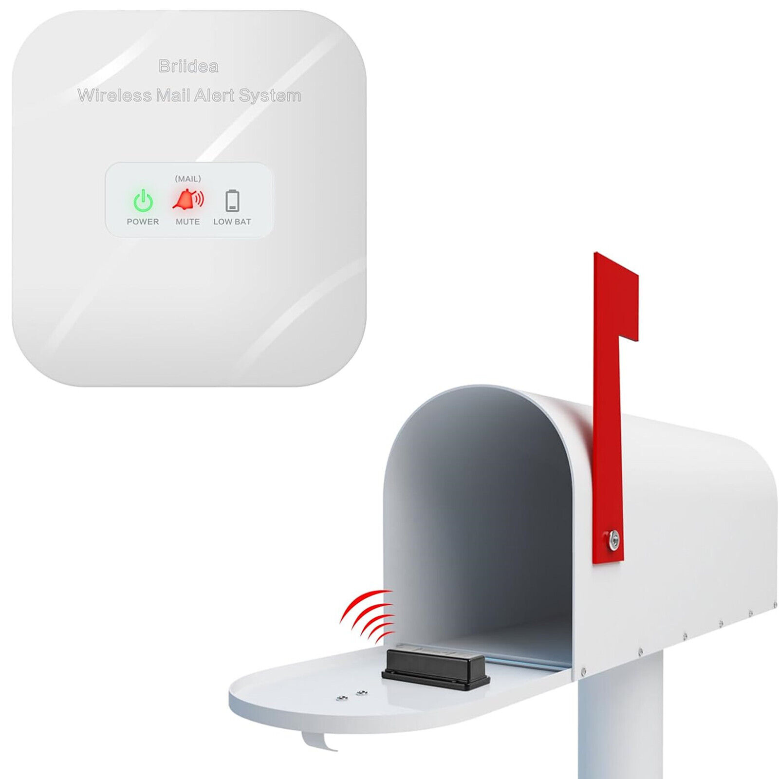500ft Wireless Mailbox Alert with LED Light Flashing and Sound Reminders Briidea