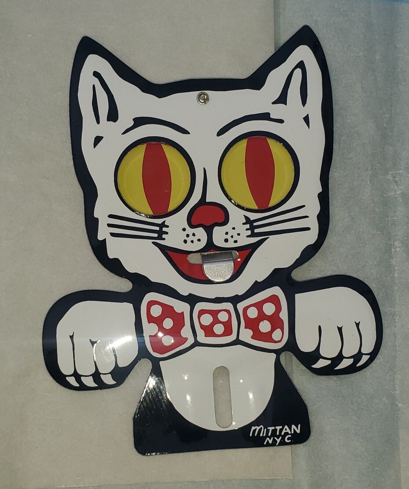 Vintage NOS ? Mittan NYC Cheshire Cat Felix The Cat License Plate Topper Без бренда - фотография #2