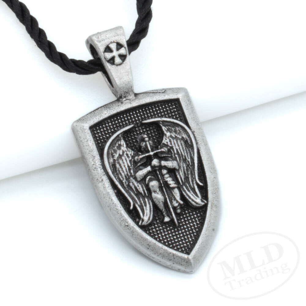 Patron Saint St Michael The Archangel Protect Us Medal Shield Pendant Necklace Без бренда - фотография #11