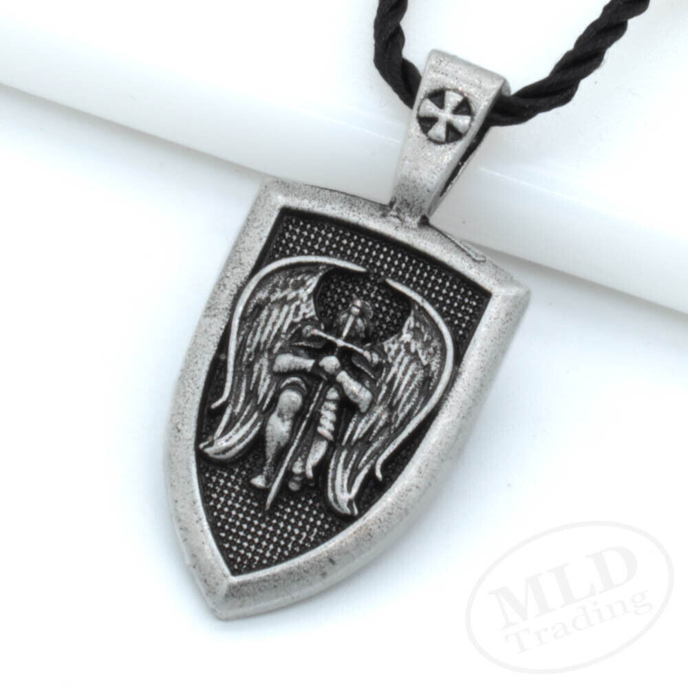 Patron Saint St Michael The Archangel Protect Us Medal Shield Pendant Necklace Без бренда - фотография #10