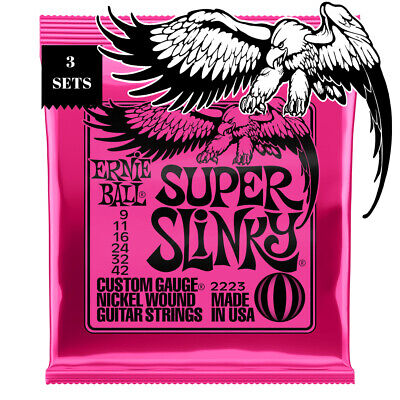 Ernie Ball Super Slinky Nickel Wound Electric Guitar Strings 9-42 2223 3 Sets Ernie Ball 3223