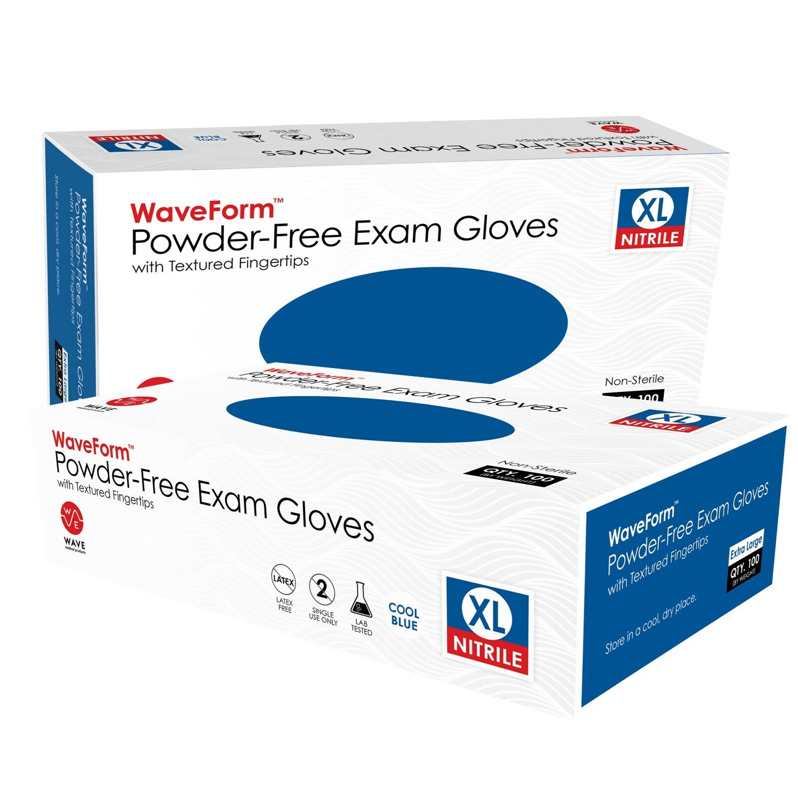 WAVE Blue Nitrile Disposable Exam/Medical Gloves 4 Mil, Latex & Powder Free WaveForm WMP-NITRILE1 - фотография #8