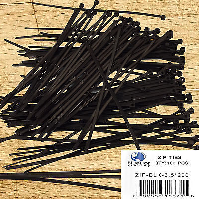 USA 100 PACK 8 INCH ZIP TIES NYLON 40 LBS UV WEATHER RESISTANT BLACK WIRE CABLE BlueDot Trading ZIP-BLK-3.5*200 - фотография #7