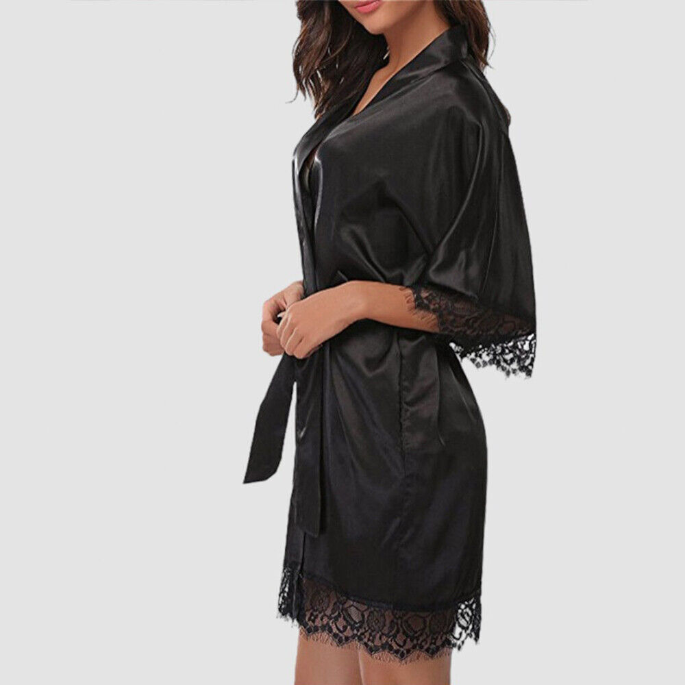 Sexy LingeriesLadies Satin Silk Sleepwear Lace Bathrobes Nightie Nightdress US Unbranded Does Not Apply - фотография #7