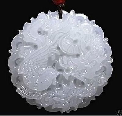 natural hand-carved Chinese jade pendant - dragon Phoenix Natural Без бренда