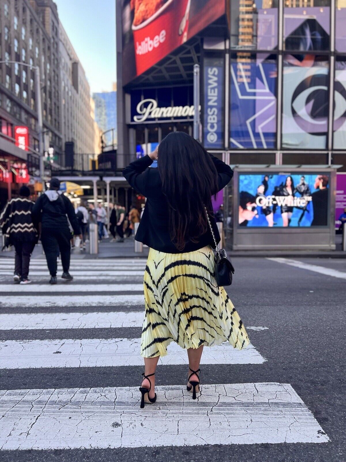 Pleated satin skirt for Women Animal print zebra yellow skirt - Brand new Unbranded - фотография #12