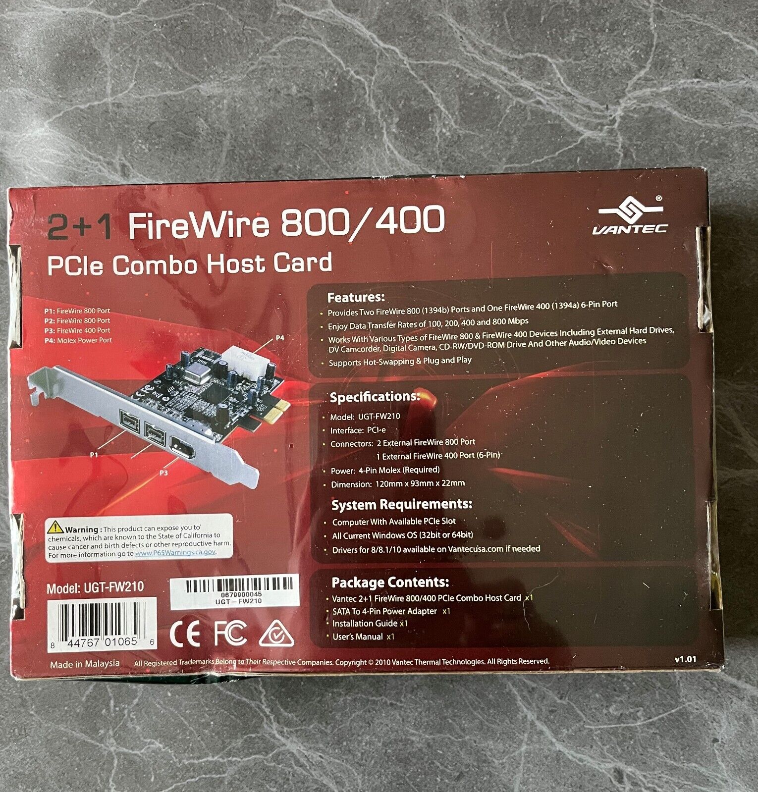 Vantec 2+1 FireWire 800/400 PCIe Combo Host Card UGT-FW210 Fire Wire Ports Vantec UGT-FW210 - фотография #2