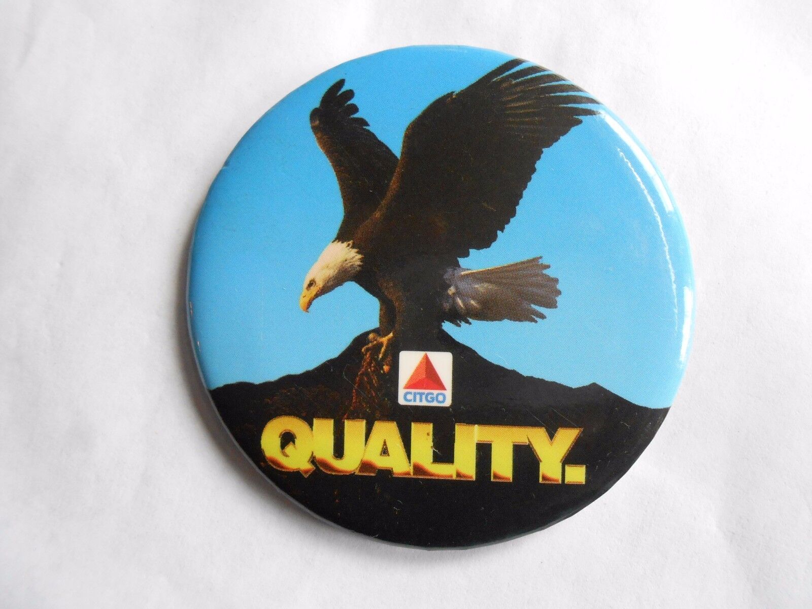 Vintage Citgo Quality Gasoline Bald Eagle Advertising Pinback Button Без бренда