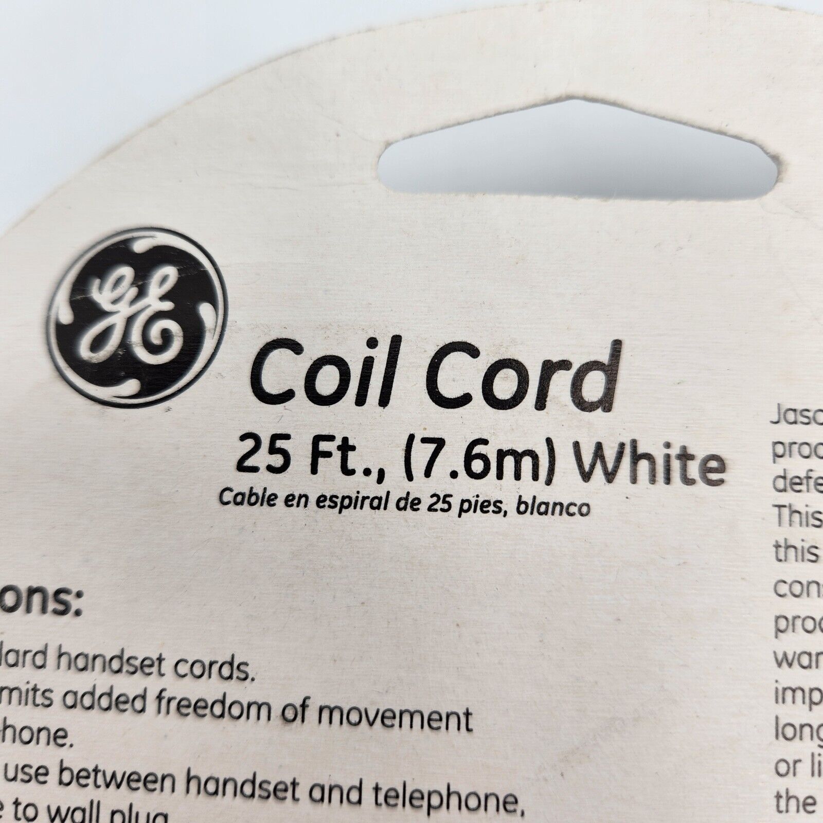 General Electric GE Phone Coil Cord White 25 Feet 86122 For Landline Telephones GE - фотография #6