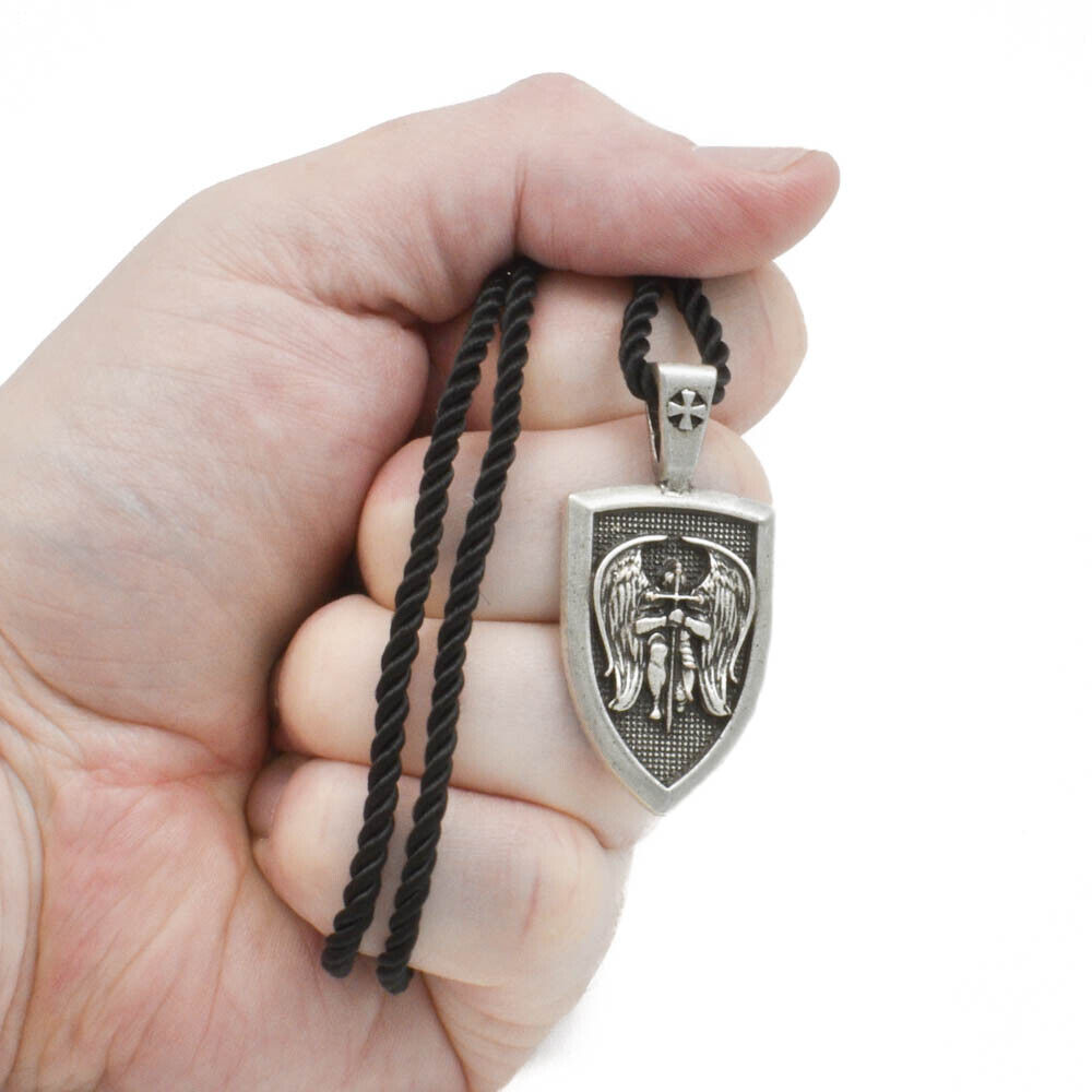 Patron Saint St Michael The Archangel Protect Us Medal Shield Pendant Necklace Без бренда - фотография #7