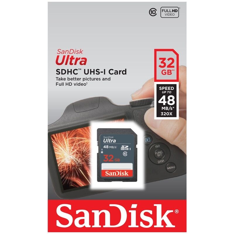SanDisk Ultra 32 GB SDHC SDXC SD Class 10 48MB/s 320x Memory Card SDSDUNB-032G SanDisk SDSDUNB032GGN3IN