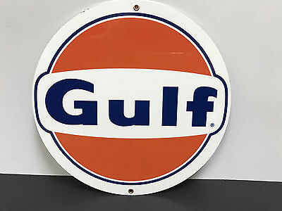Gulf gasoline racing vintage sign round Gulf