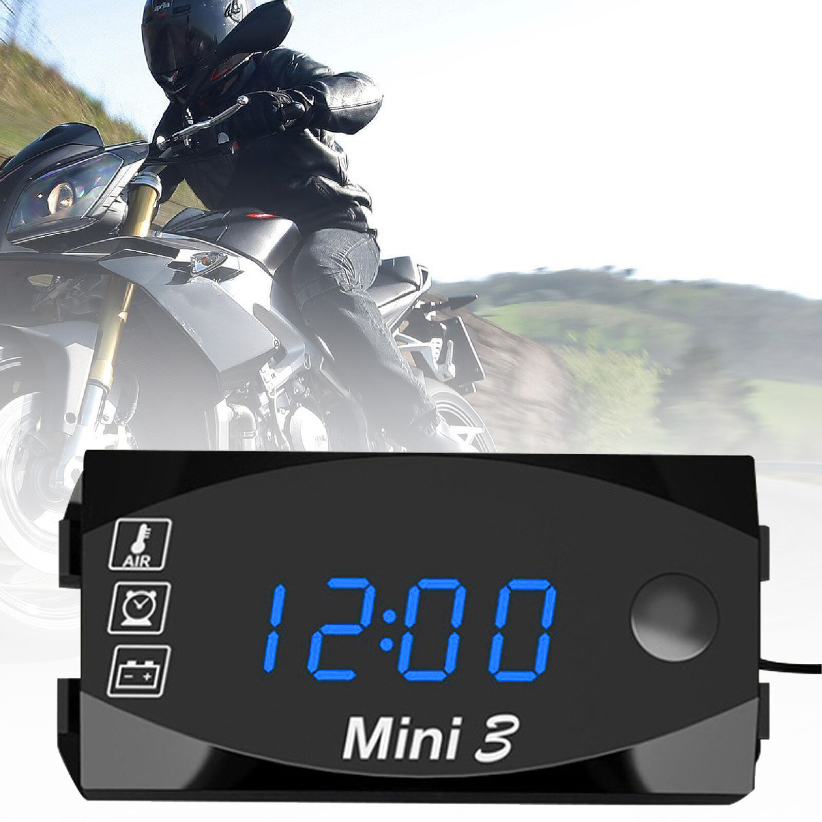 Practical Electronic Clock Thermometer Voltmeter IP67 3 in 1 12V for Motorcycle  Unbranded Does Not Apply - фотография #5