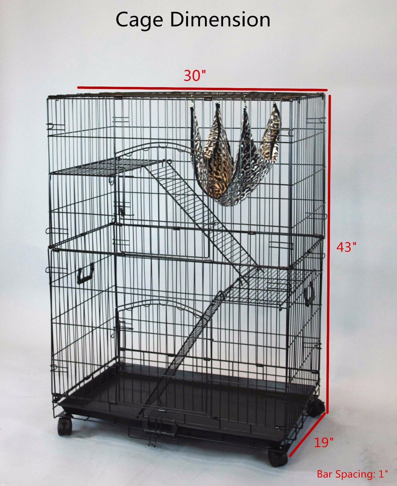 30" New Homey Pet Folding Wire Cat Ferret Chinchilla Cage Crate w Tray &Hammock  Homey Pet Station CT-W41-BLK - фотография #5