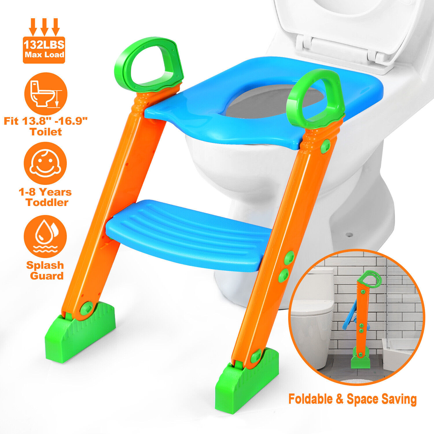 Potty Training Toilet Seat with Step Stool Ladder for Baby Toddler Kid +Handles iMounTEK GPCT850 - фотография #2