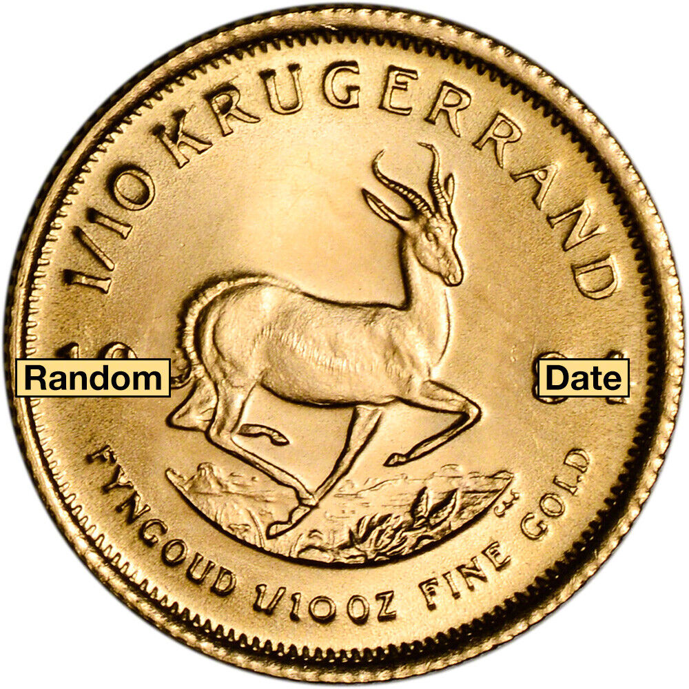 South Africa Gold Krugerrand 1/10 oz - BU - Random Date Без бренда