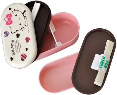 Hello Kitty Bento Hearts & Stripes Lunch Box 2 Layers w/ Chopstick Без бренда